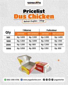Pricelist Dus Chicken